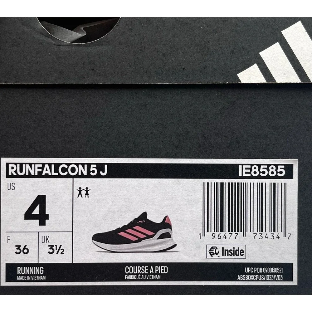 Adidas Runfalcon Youth Girls Running Shoes Size 4 Black-Coral Comfort Sneakers